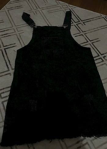 Siyah Kısa Kadın Salopet Elbise - Görsel 2