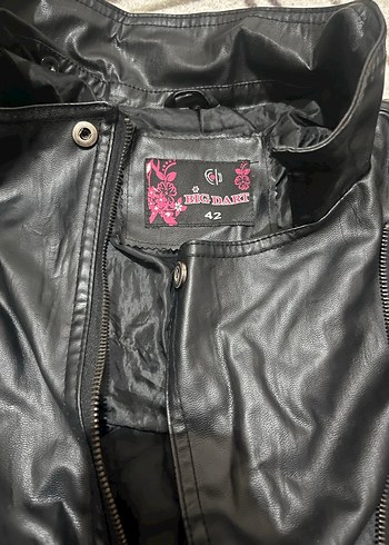 Siyah Deri Biker Ceket, Fermuarlı, Yüksek Yaka - Görsel 6