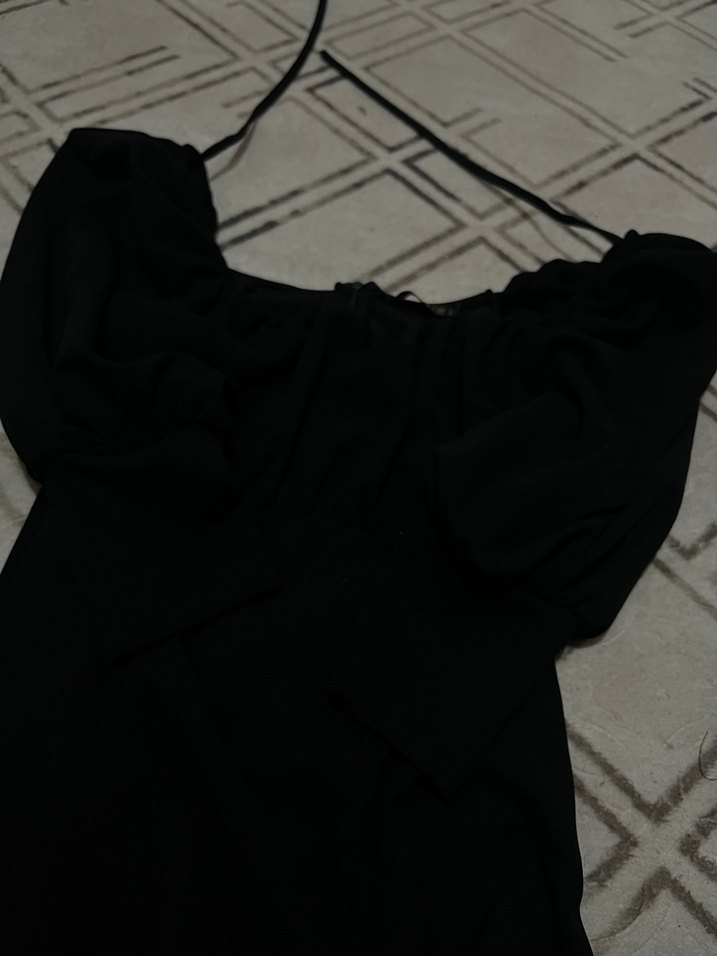 Siyah Uzun Gotik Drapeli Elbise - Görsel 4