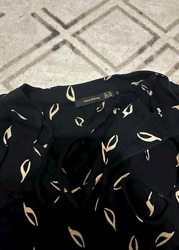 V Yaka Desenli Uzun Siyah Elbise - Görsel 3