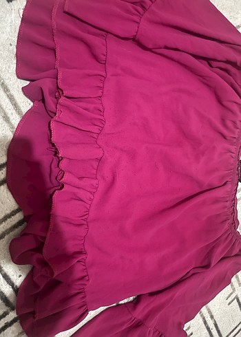 Bordo Fırfırlı Bohem Kadın Bluz - Görsel 3