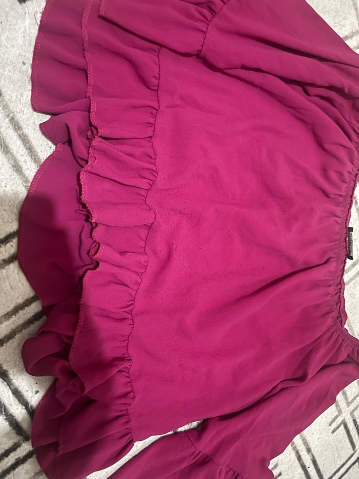 Bordo Fırfırlı Bohem Kadın Bluz - Görsel 3