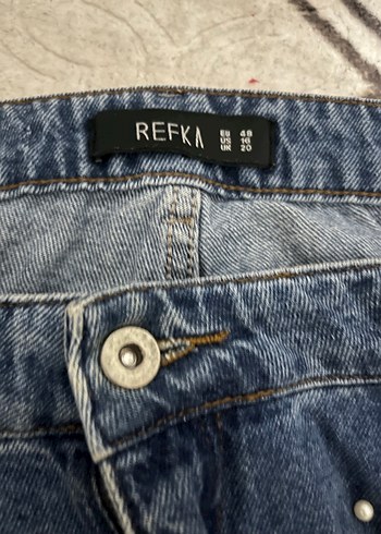 Düğmeli Nakışlı Kadın Mavi Denim Pantolon - Görsel 3