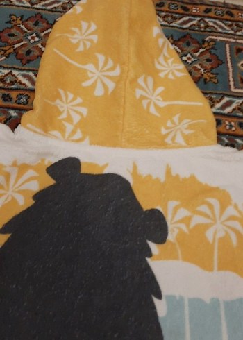 Kapüşonlu Erkek Çocuk Havlu Bornoz Gri Desenli - Görsel 6