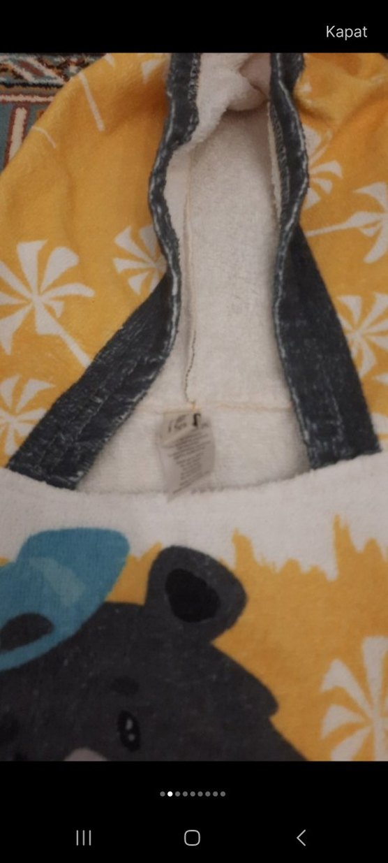 Kapüşonlu Erkek Çocuk Havlu Bornoz Gri Desenli - Görsel 2