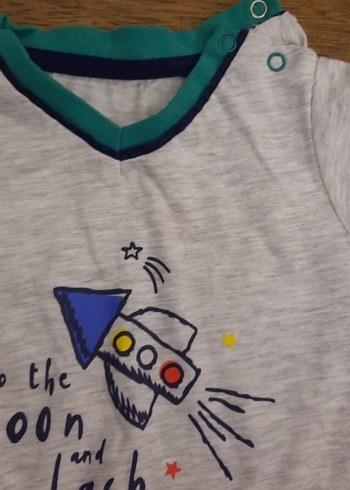 Gri Erkek Çocuk Kısa Kollu Pamuklu Tişört - Görsel 2