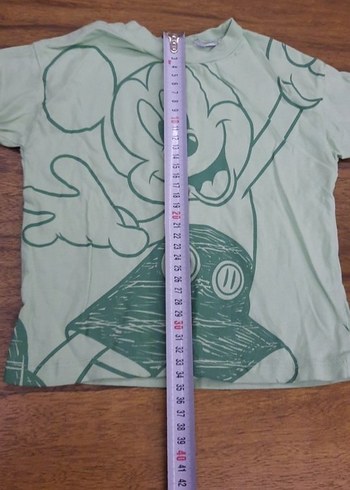 Erkek Çocuk Yeşil Mickey Baskılı Kısa Kollu Tişört - Görsel 2