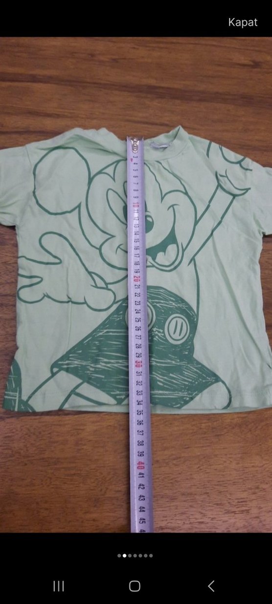 Erkek Çocuk Yeşil Mickey Baskılı Kısa Kollu Tişört - Görsel 2