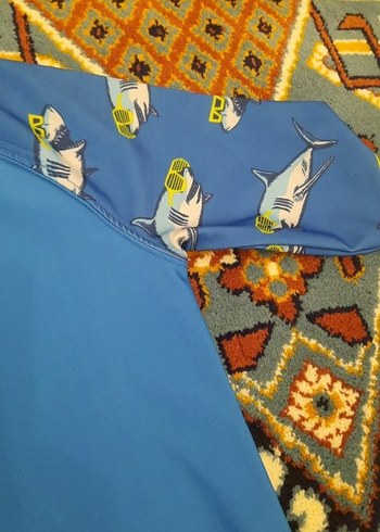 Renkli Baskılı Mavi Kısa Kollu Erkek Mayo - Görsel 9