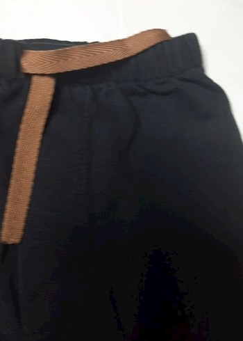 Siyah Elastik Bel Şort - Görsel 7