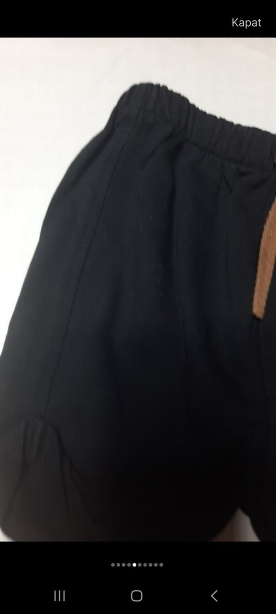 Siyah Elastik Bel Şort - Görsel 5
