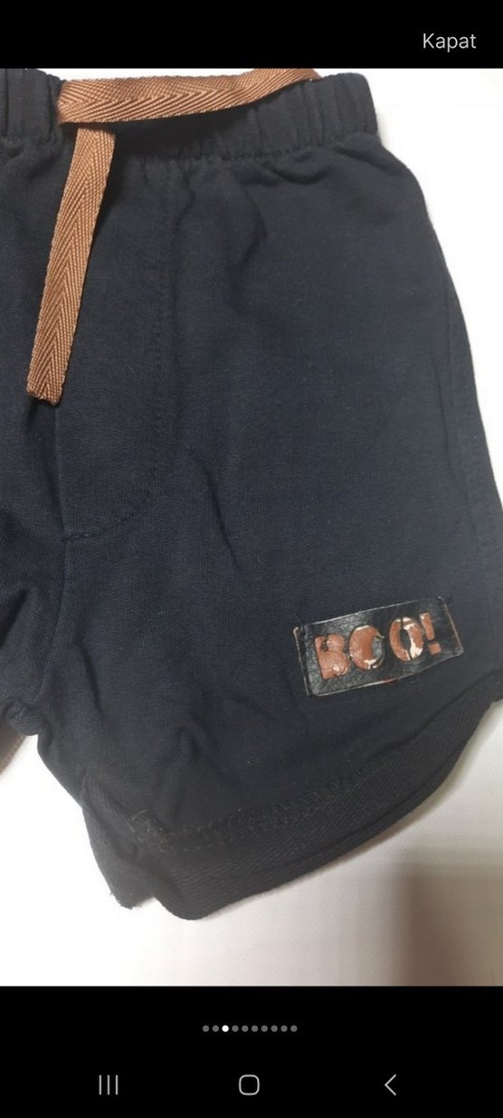 Siyah Elastik Bel Şort - Görsel 3