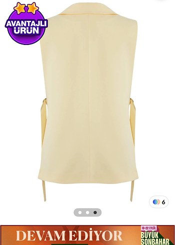 Diğer Bej Kemerli Kolsuz Midi Blazer
