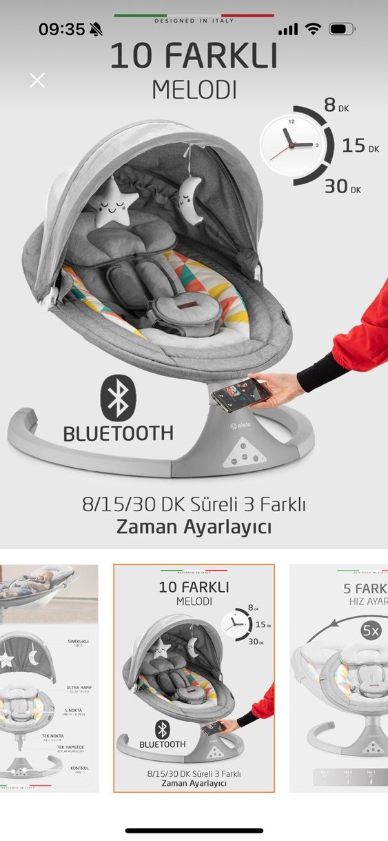 Elele Gri Bebek Beşiği ve Salıncağı - Görsel 4