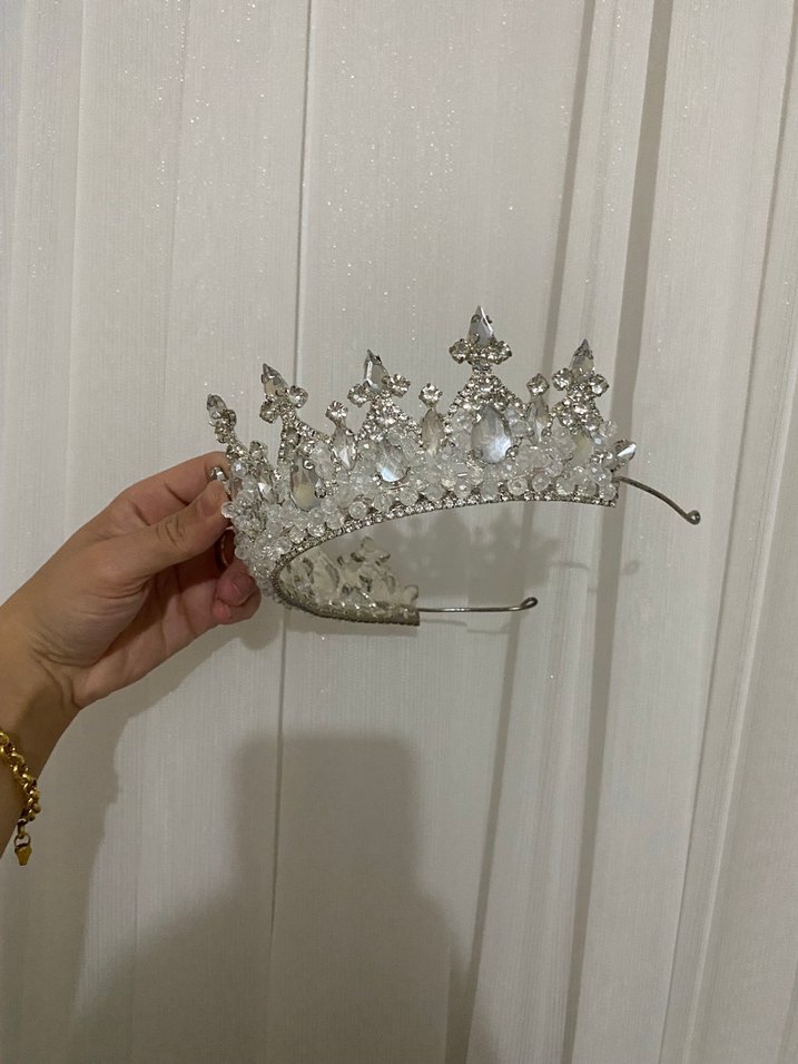 Beyaz Taşlı Gelin Tacı - Görsel 5