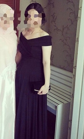 Siyah kayık yaka abiye elbise/Mezuniyet Elbisesi - Görsel 5