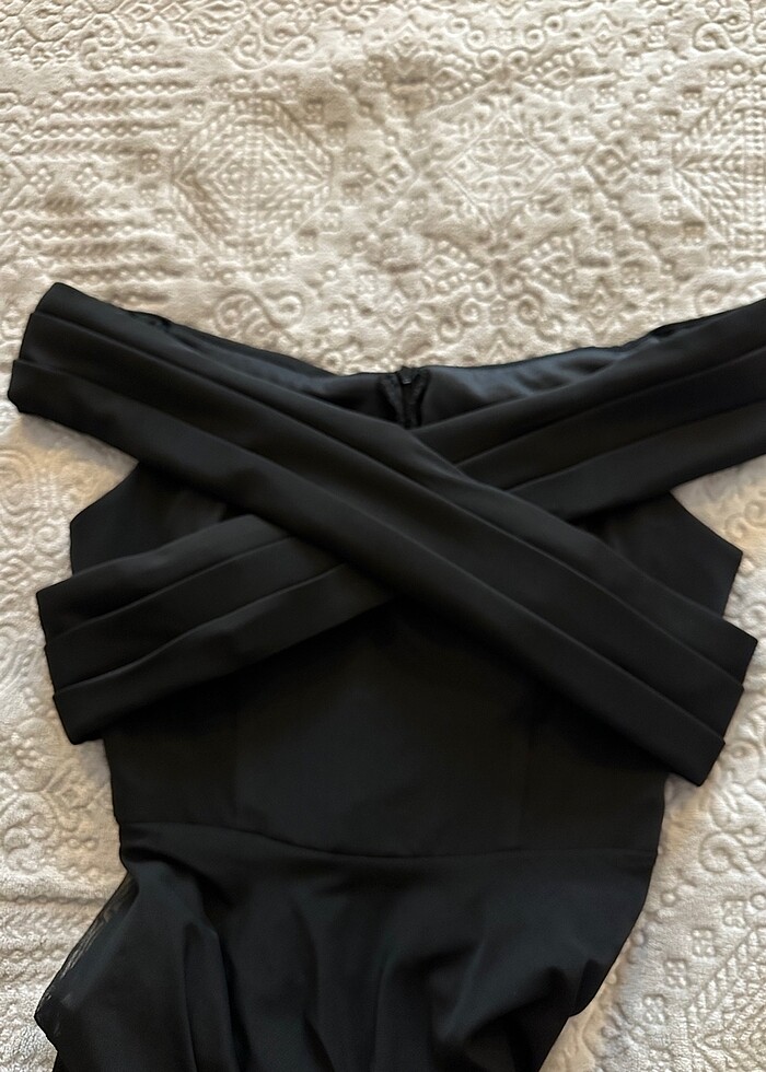 Siyah kayık yaka abiye elbise/Mezuniyet Elbisesi - Görsel 3