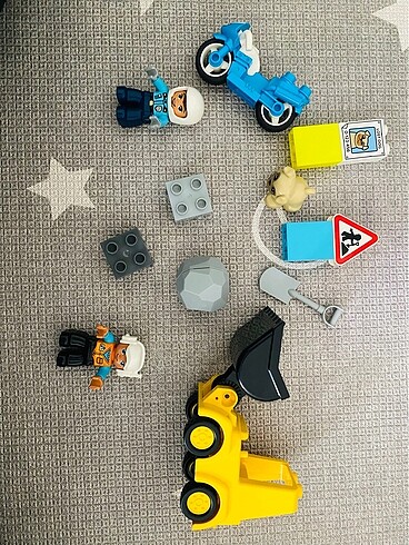 Lego duplo polis motosiklet ve iş makinası