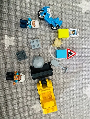 Diğer Lego duplo polis motosiklet ve iş makinası