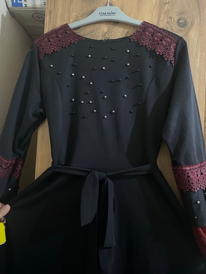 Boncuk İşlemeli Uzun Elbise - Görsel 3