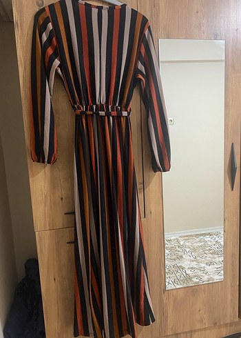 Çizgili Uzun Kollu Elbise - Görsel 5