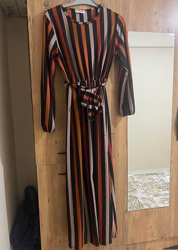 Çizgili Uzun Kollu Elbise - Görsel 2