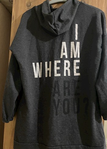 Gri Kapüşonlu Salaş Sweatshirt - Görsel 2