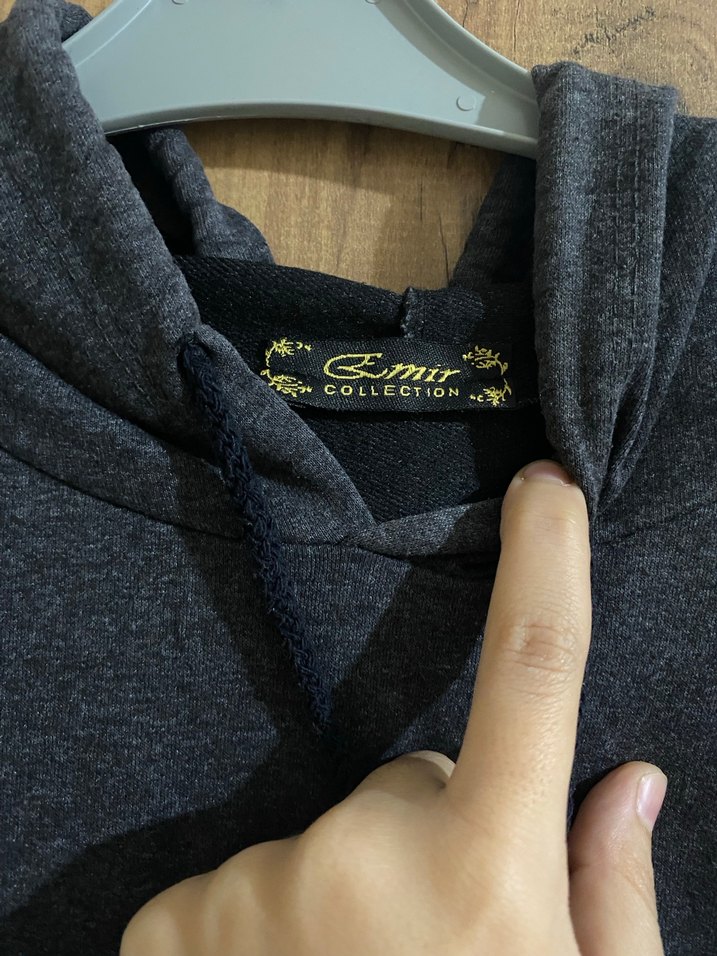 Gri Kapüşonlu Salaş Sweatshirt - Görsel 3
