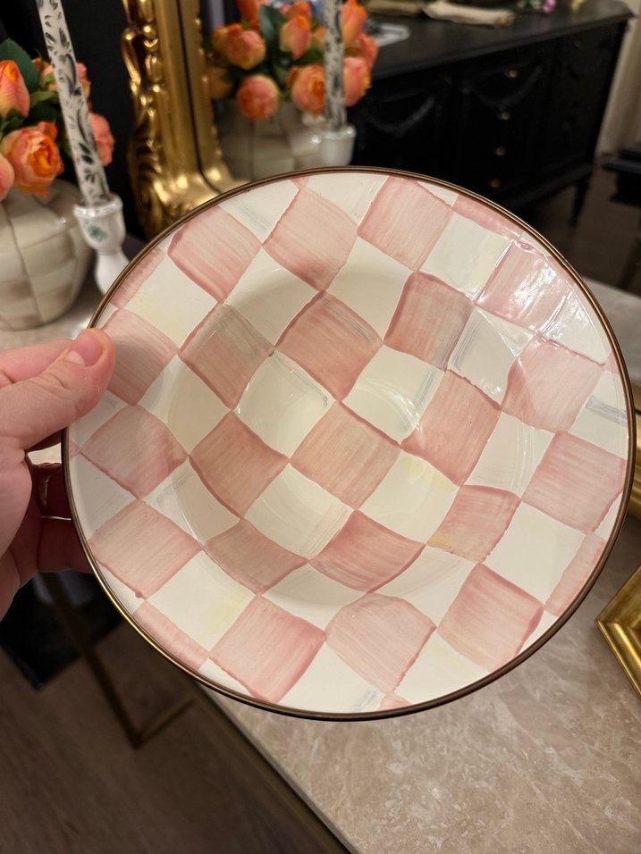 Breakfast bowl pembe beyaz damalı Mackenzie sıfır üründür - Görsel 2