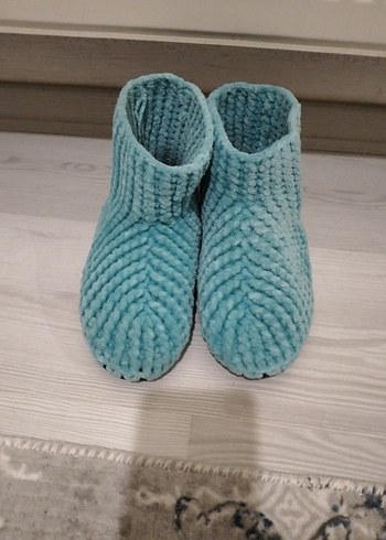 Kızlar için Pembe Örgü Ev Terliği - Görsel 4