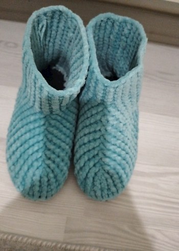 Kızlar için Pembe Örgü Ev Terliği - Görsel 5