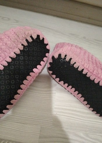 Kızlar için Pembe Örgü Ev Terliği - Görsel 2