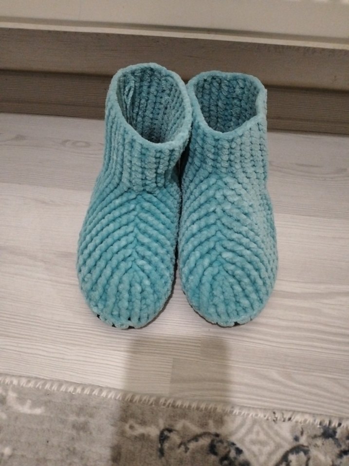 Kızlar için Pembe Örgü Ev Terliği - Görsel 4