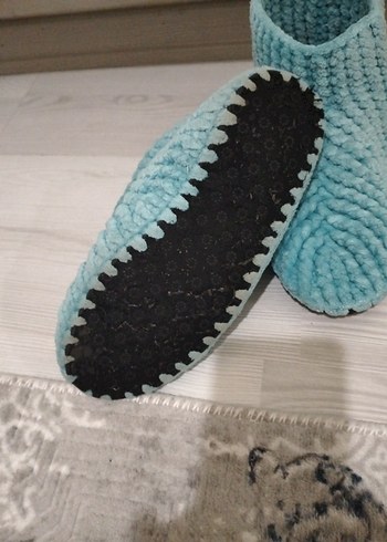 Kız Çocuk Turkuaz Örgü Sıcak Ev Terliği - Görsel 3