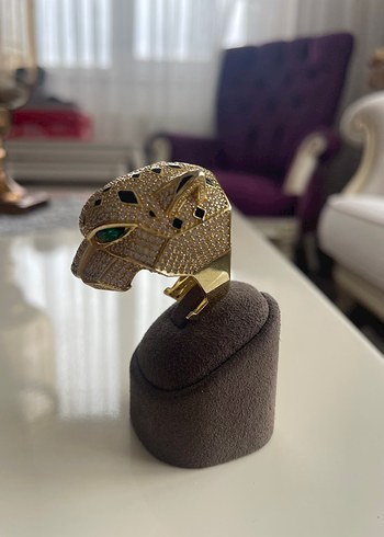 Cartier model panther yüzük ithal gümüş rodyum kaplama