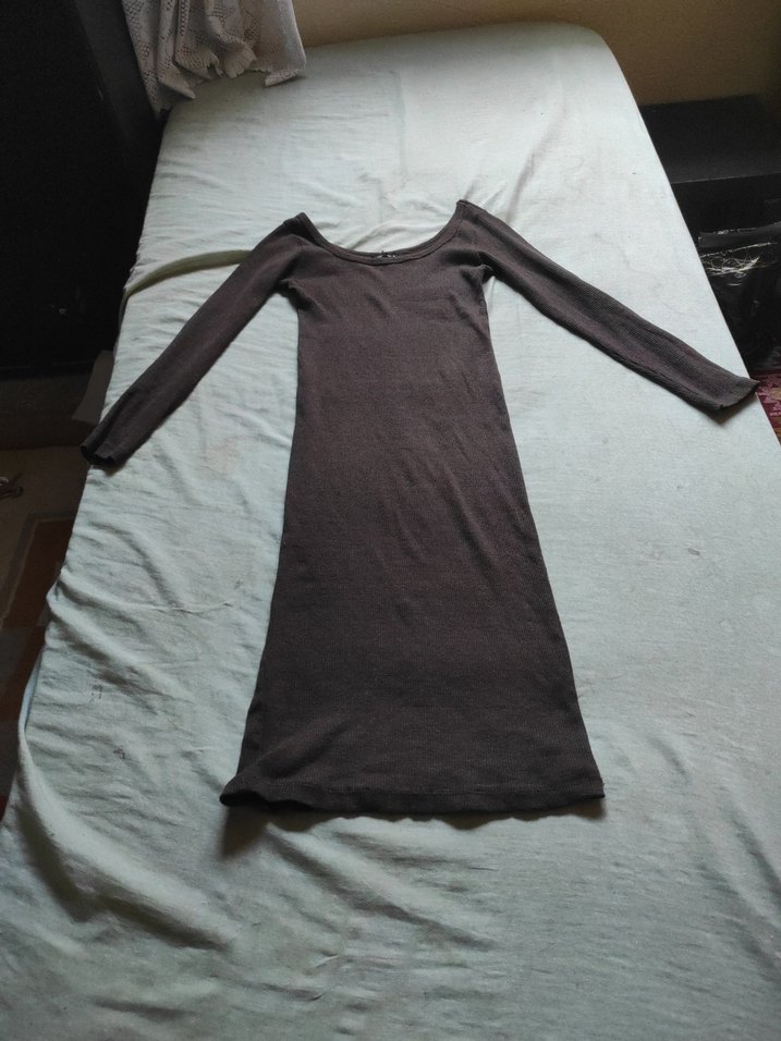 Uzun Kollu  Yuvarlak Yaka Triko Elbise - Görsel 2