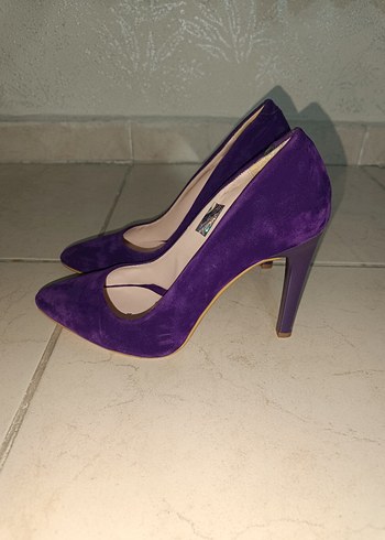 Mor Süet Stiletto Kadın Topuklu Ayakkabı