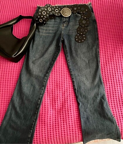 Düşük bel crop flare jeans