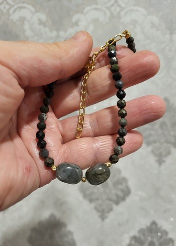 PİRİT VE LABRADORİT DOĞAL TAŞ KOLYE - Görsel 2