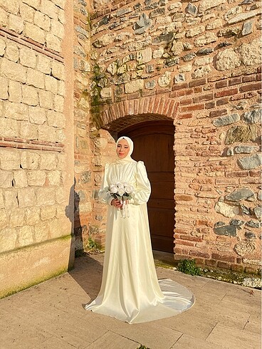 m Beden beyaz Renk Tesettür nikah elbisesi