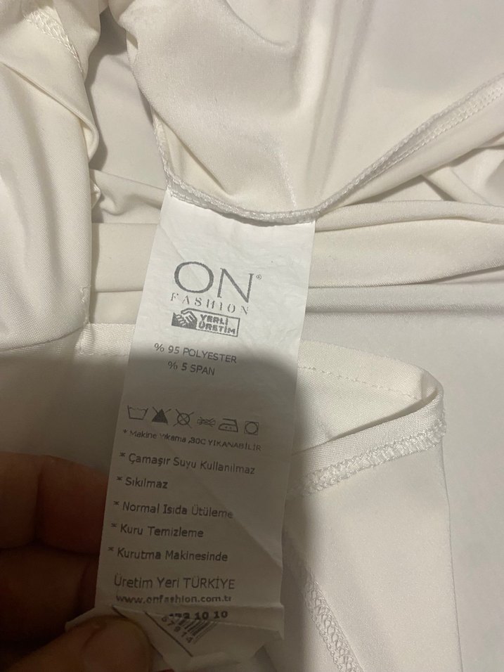 Beyaz Keten Hamile Midi Elbise - Görsel 3