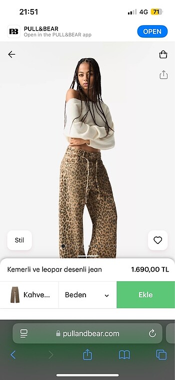 Pull and bear leopar desen pantolon