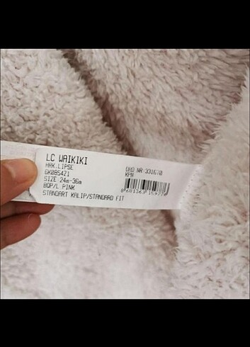 24-36 Ay Beden pembe Renk Kız çocuk Mont kaban
