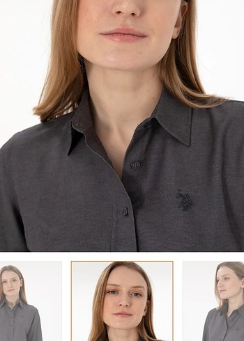 U.S Polo Assn. Gri Kadın Denim Gömlek