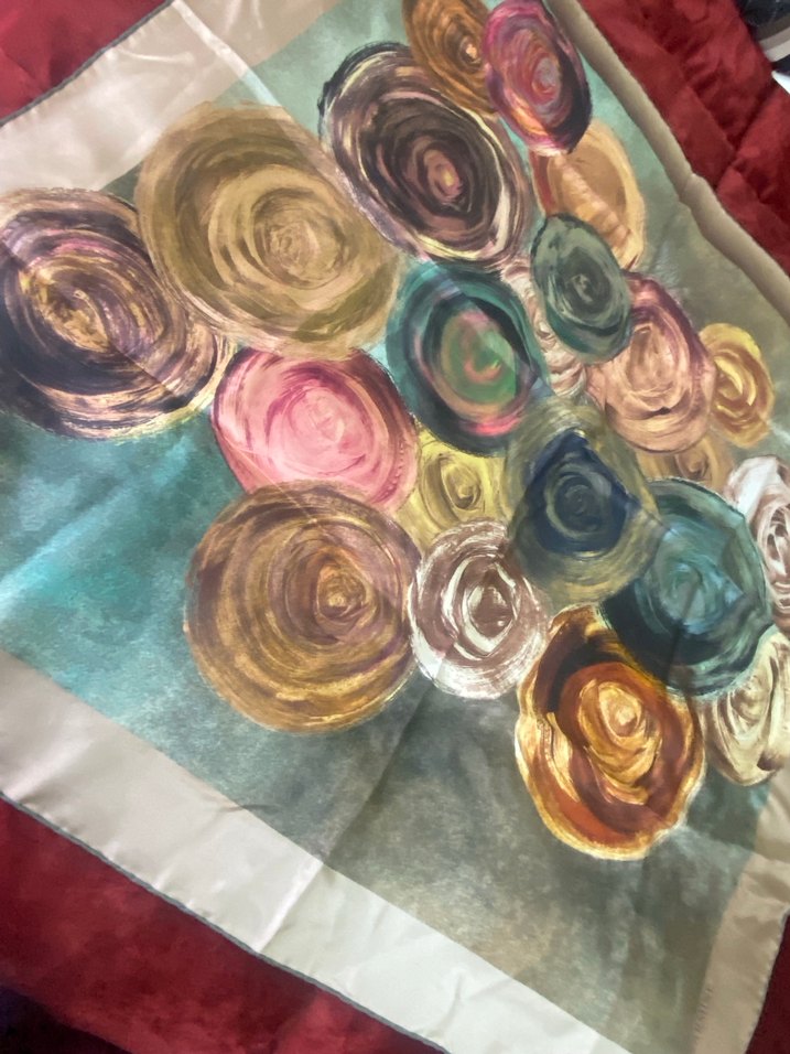 Kadın Çok Renkli İpek eşarp - Görsel 4