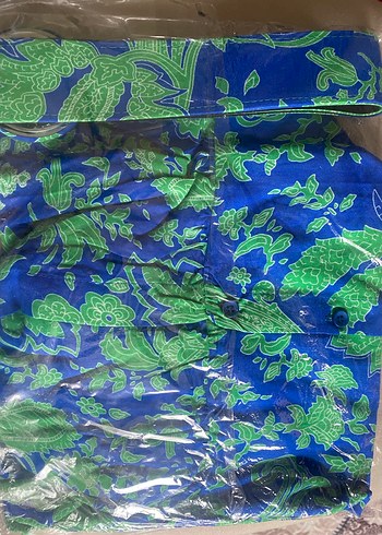 Uzun Kol, Yüksek Yakalı Mavi Batik Elbise - Görsel 4