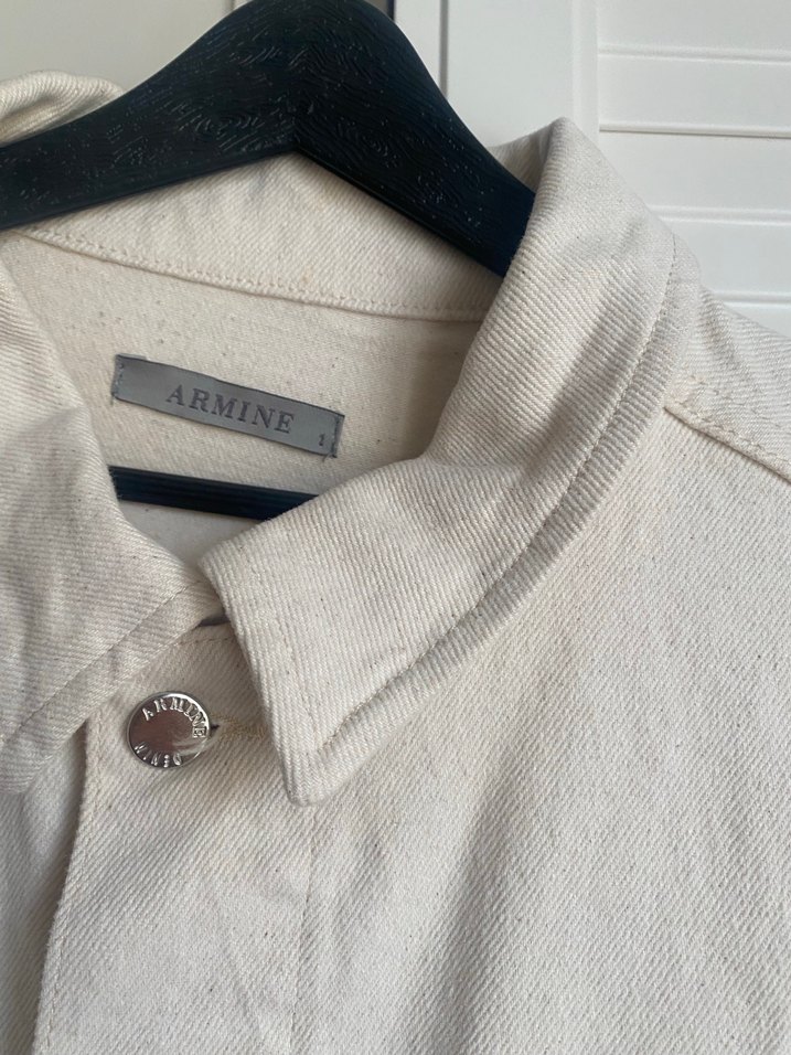 Bej Düğmeli Midi Keten Kadın Ceket - Görsel 2