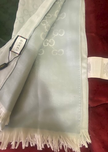 Kadın Yeşil ve Gri İpek Görünümlü Şal - Görsel 2