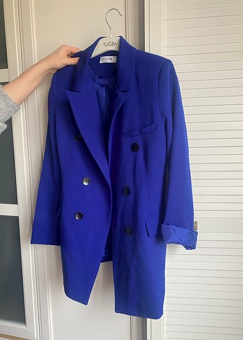 Düğmeli Lacivert Kadın Blazer Ceket - Görsel 3