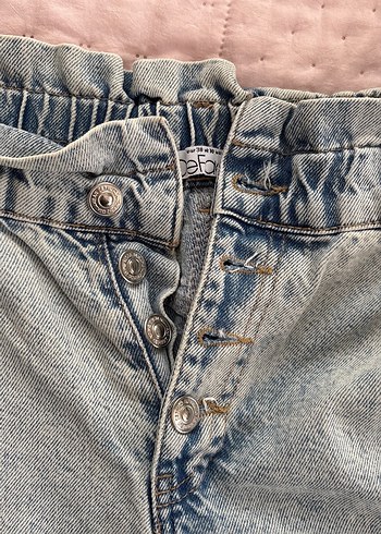 Düğmeli Loose Fit Mavi Kadın Denim Pantolon - Görsel 2